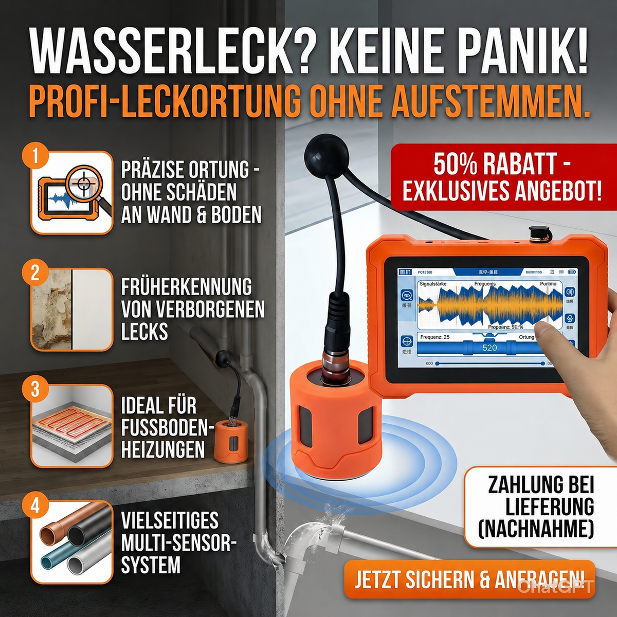 Wasserleck-Detektor in mehreren Ausführungen